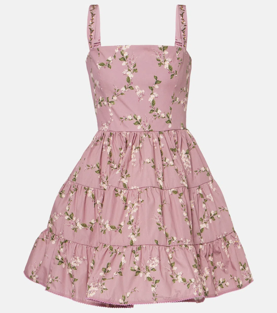 AGUA BY AGUA BENDITA Lima Tiered Linen Mini Dress In Multi/pink