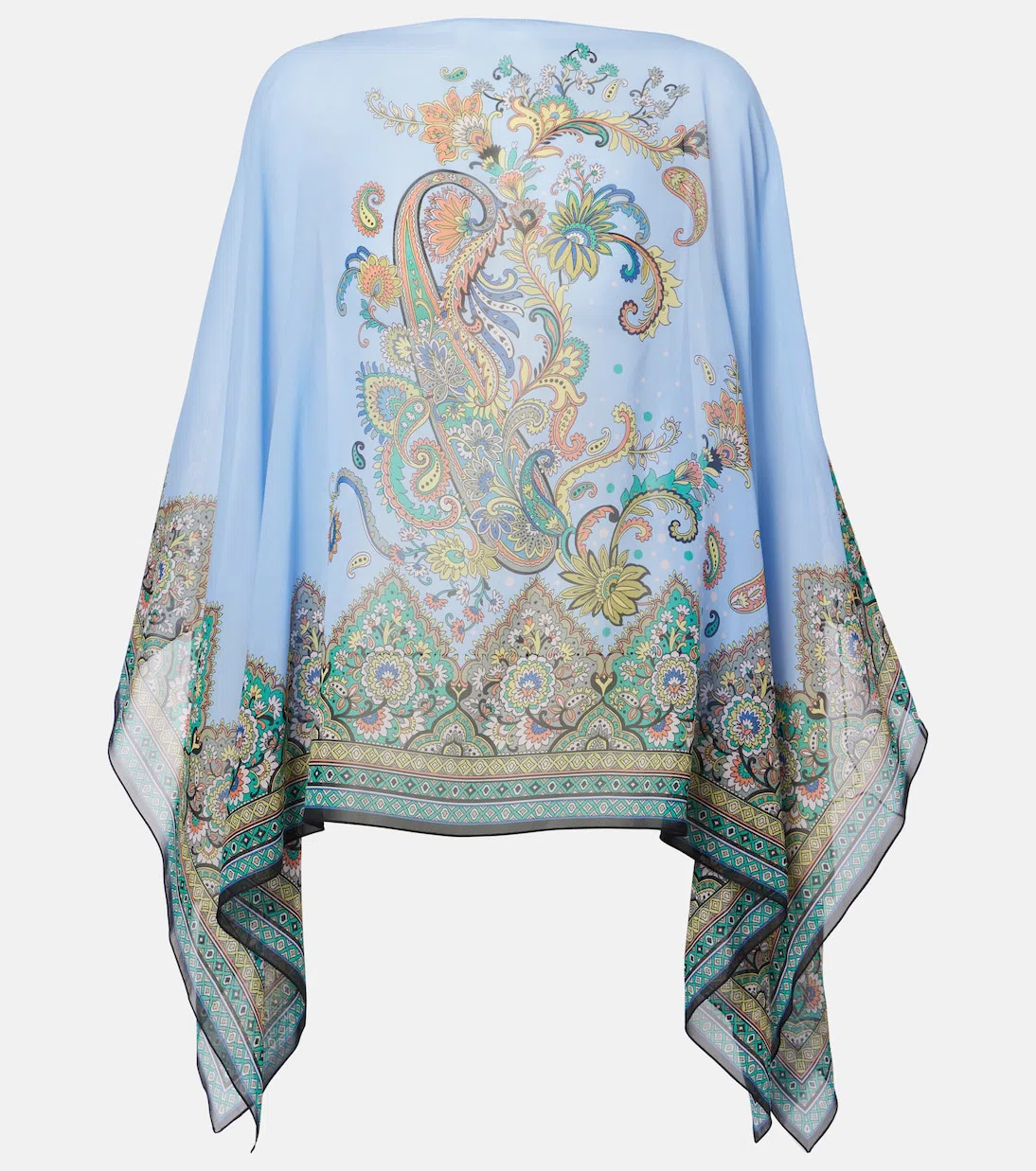 ETRO Blue Cape With All-over Paisley Print
