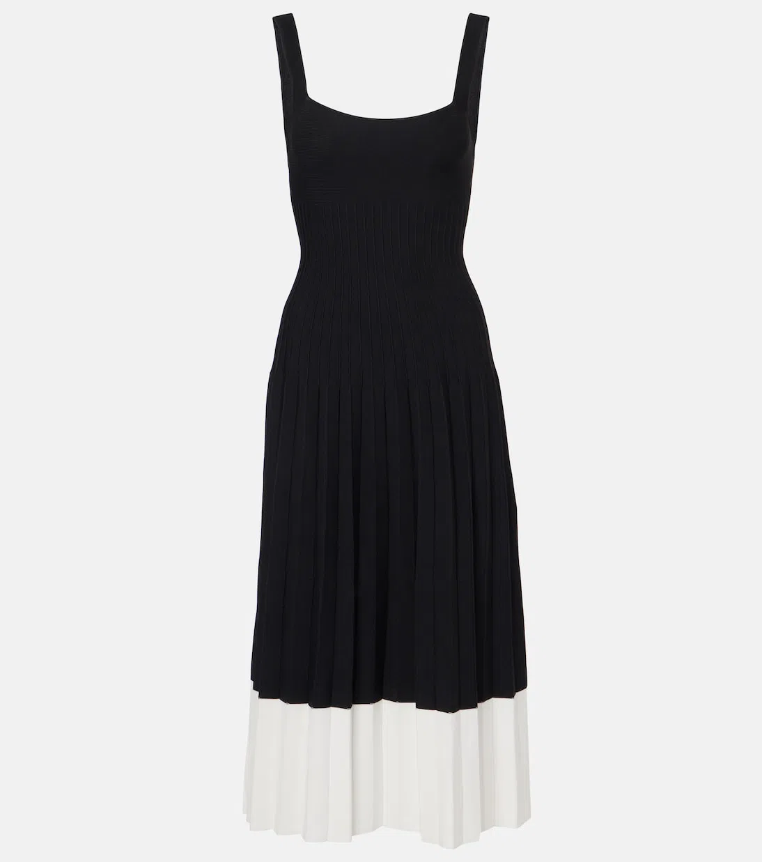 STAUD Ellison Womens Colorblock Knit Sheath Dress In Black