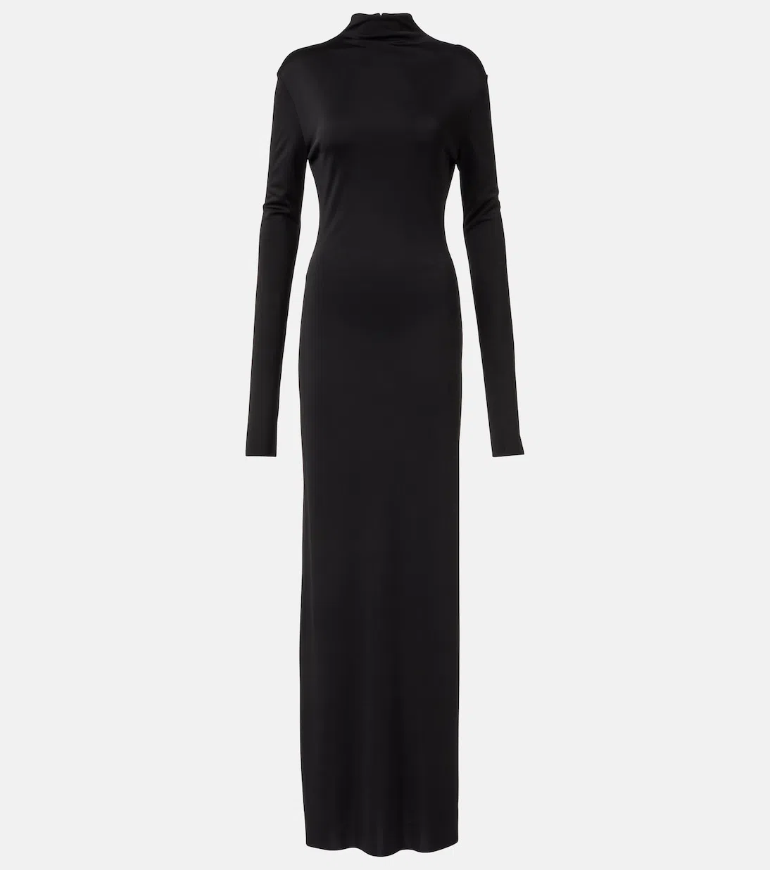 KHAITE Maxi Dress With High Neck Slim Black In Black  