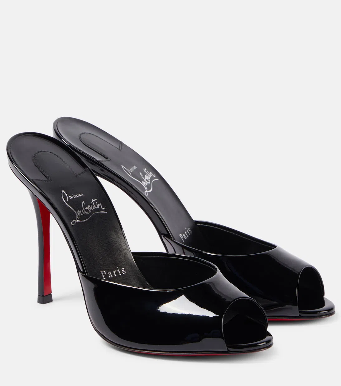 CHRISTIAN LOUBOUTIN Me Dolly Napa Red Sole Slide Sandals In Black