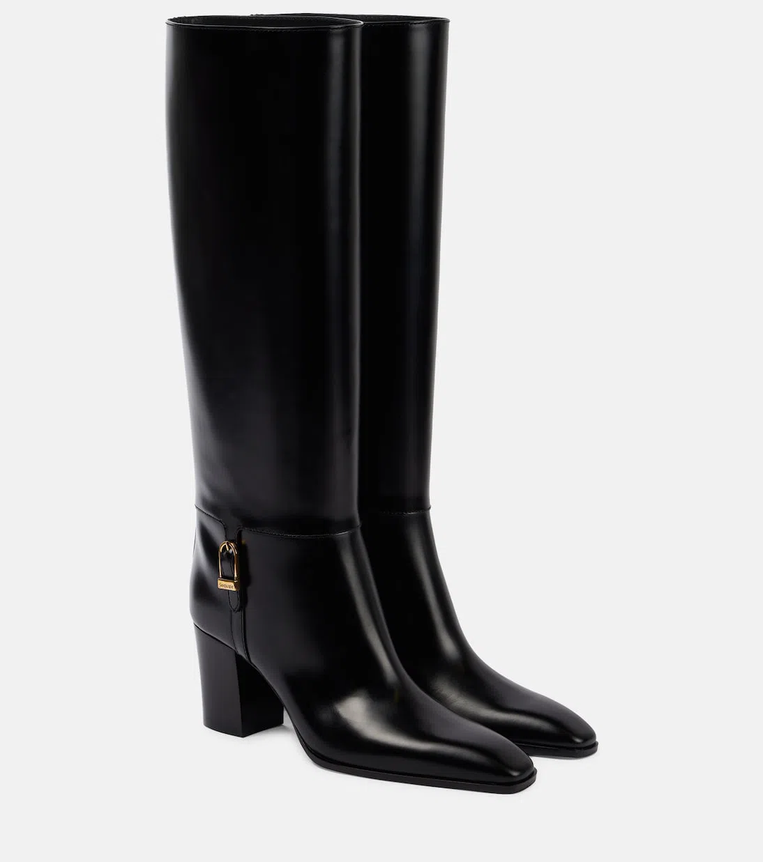 SAINT LAURENT Julia 75 Knee-high Leather Boots In Black