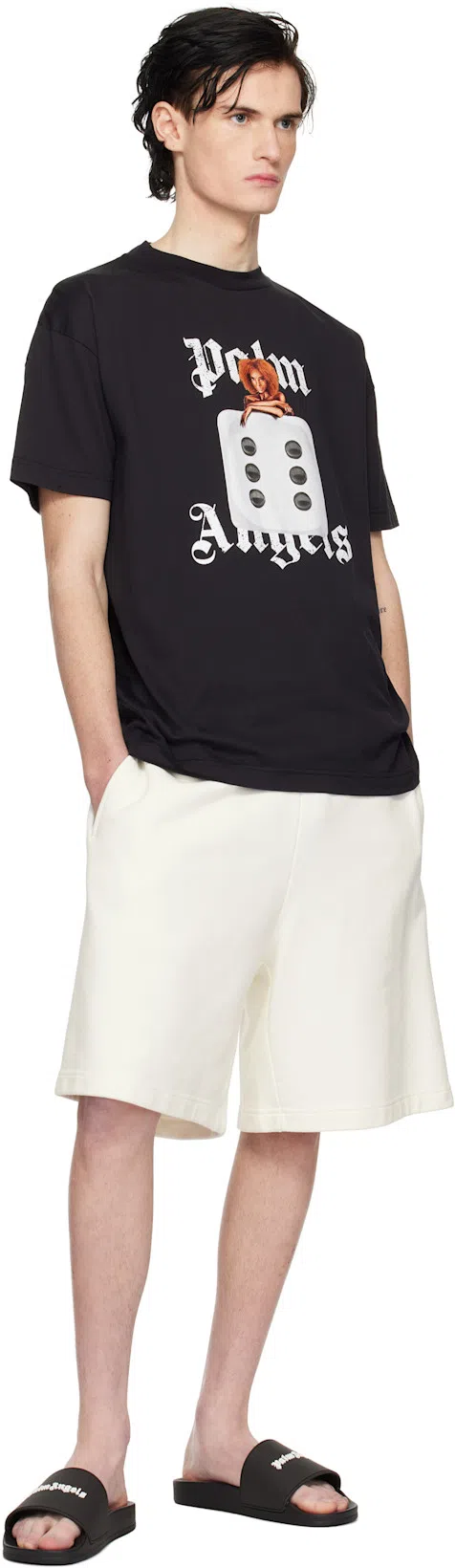 PALM ANGELS Essential Logo Pool Slide In Black