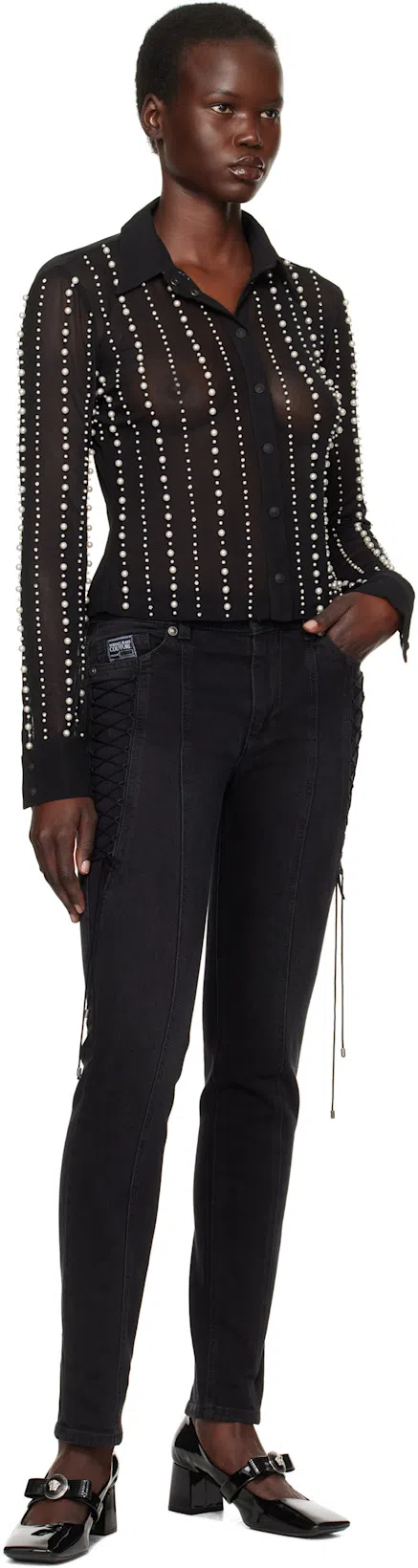 VERSACE Gianni Ribbon Patent Leather Dé In Black