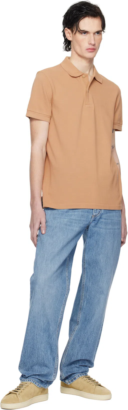 BOTTEGA VENETA Straight Leg Denim Trousers Green Patch In Blue