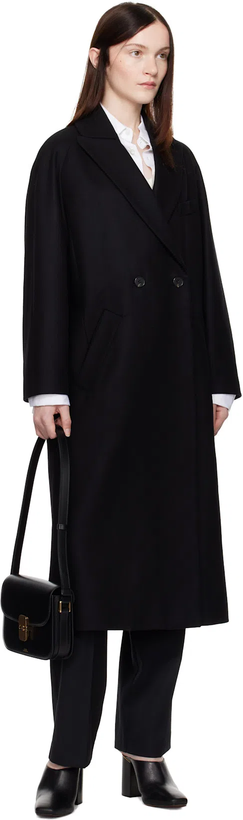 A.P.C. Compact Black Calf Leather Shoulder Bag With Adjustable Strap
