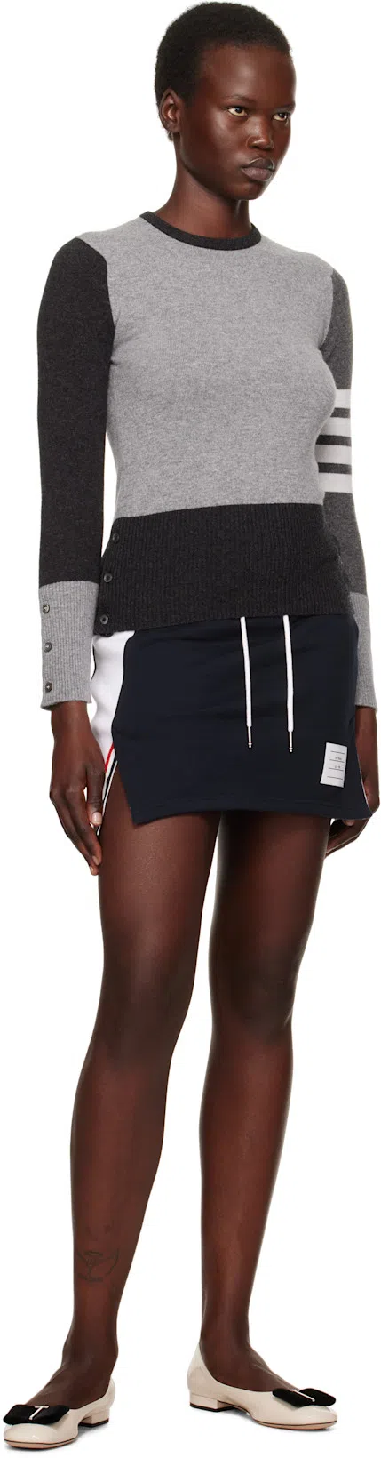 THOM BROWNE Mini Skirt W/ Engineered 4 Bar In Blocked Classic Solid Cl In Black