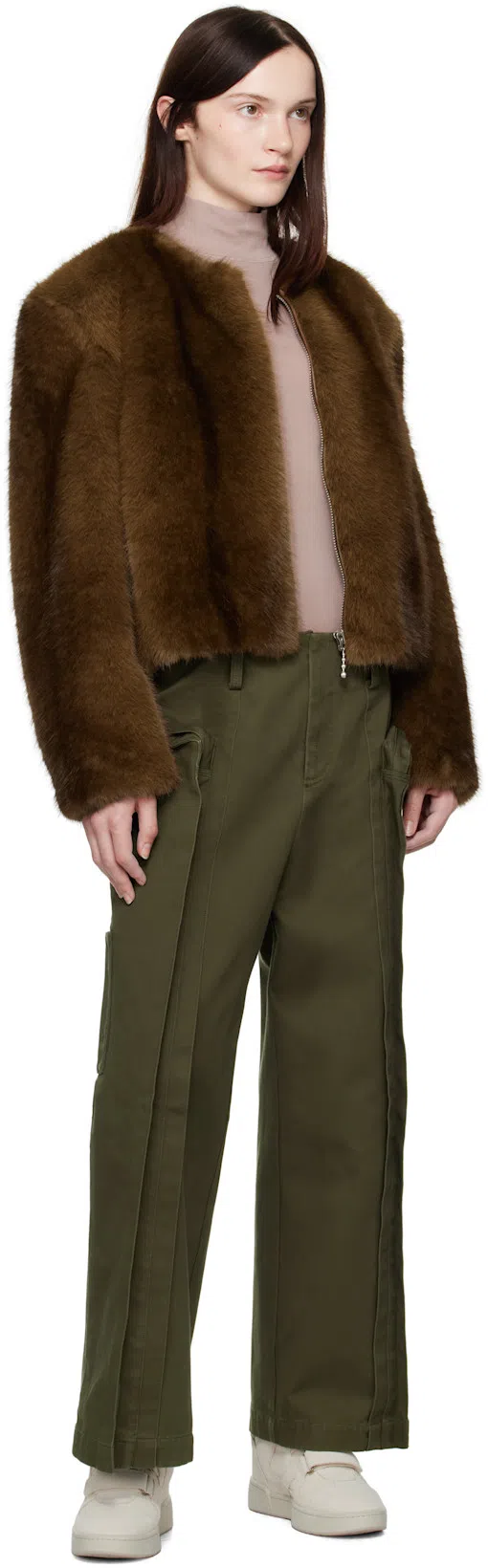 FAX COPY EXPRESS Khaki Vertical Pocket Cargo Pants In Olive