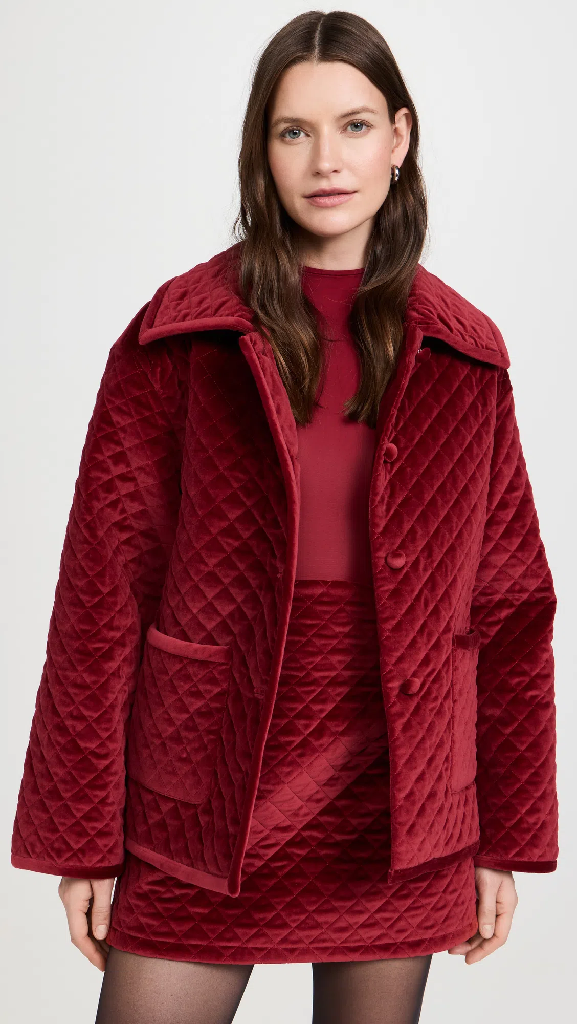 POSSE Marley Quilted Cotton Velvet Jacket In Deep Red