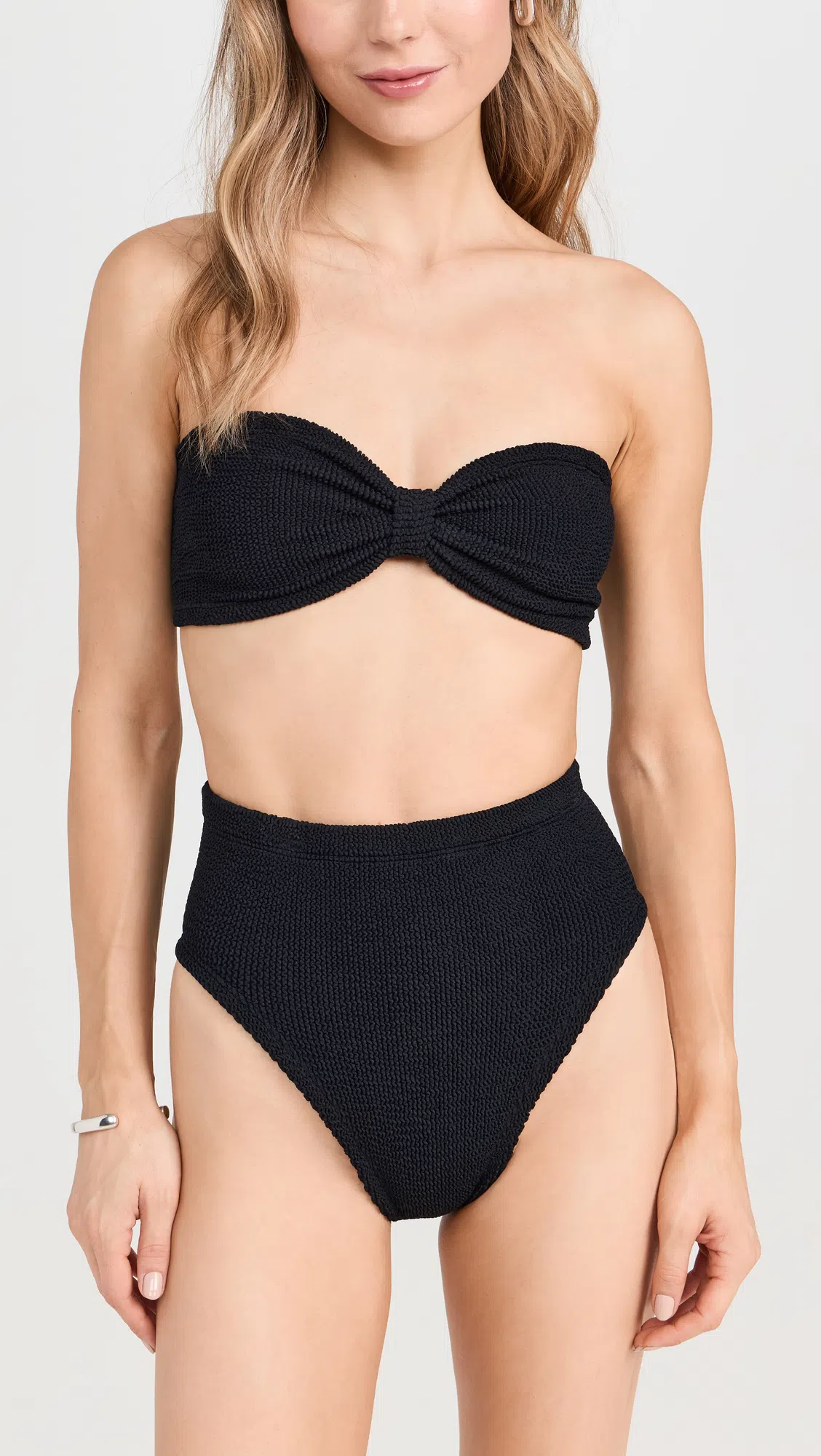 HUNZA G Black Stretch Nylon Jean Bikini In Multi