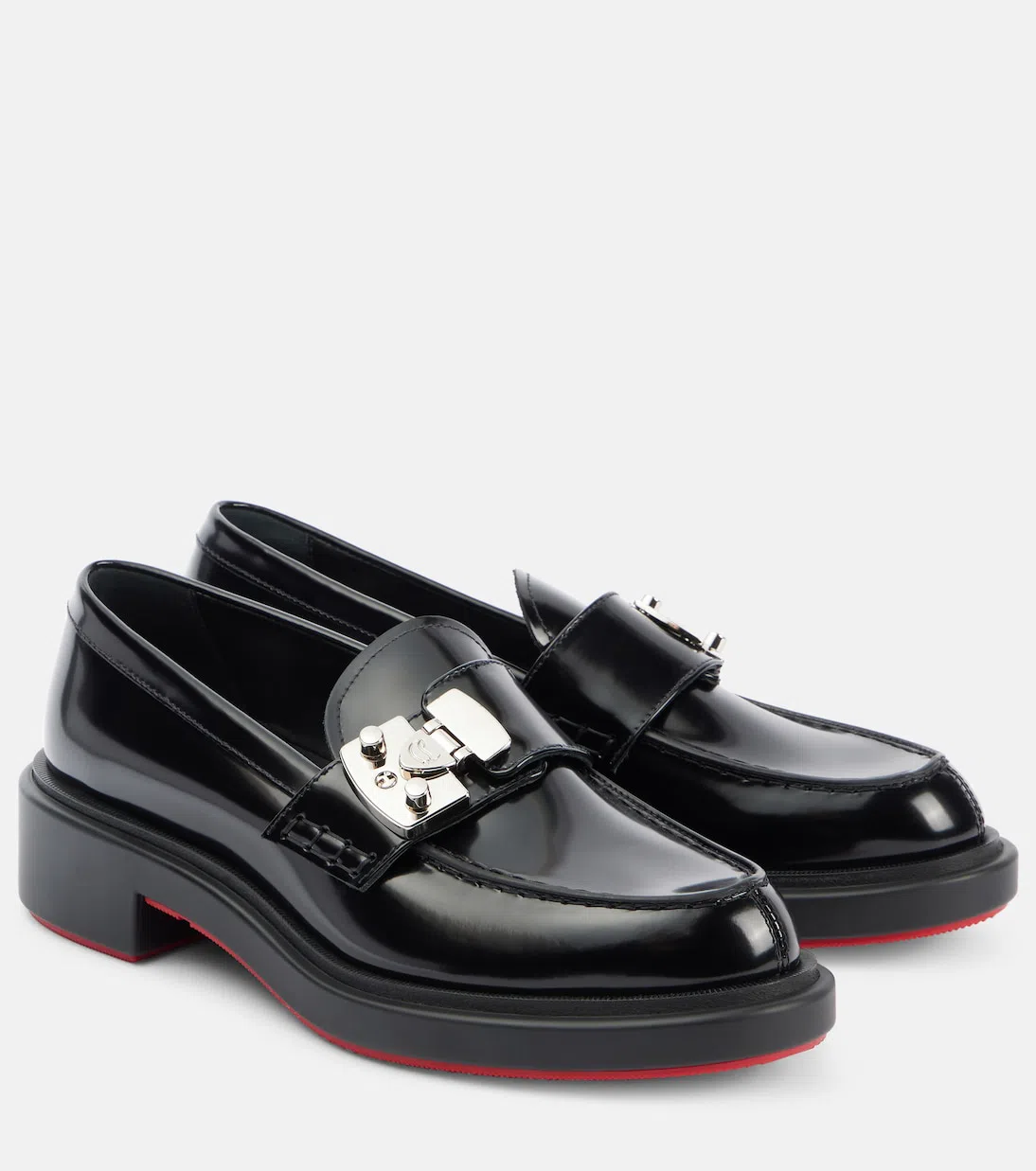 CHRISTIAN LOUBOUTIN Urban Moc Lock Leather Loafers In Black