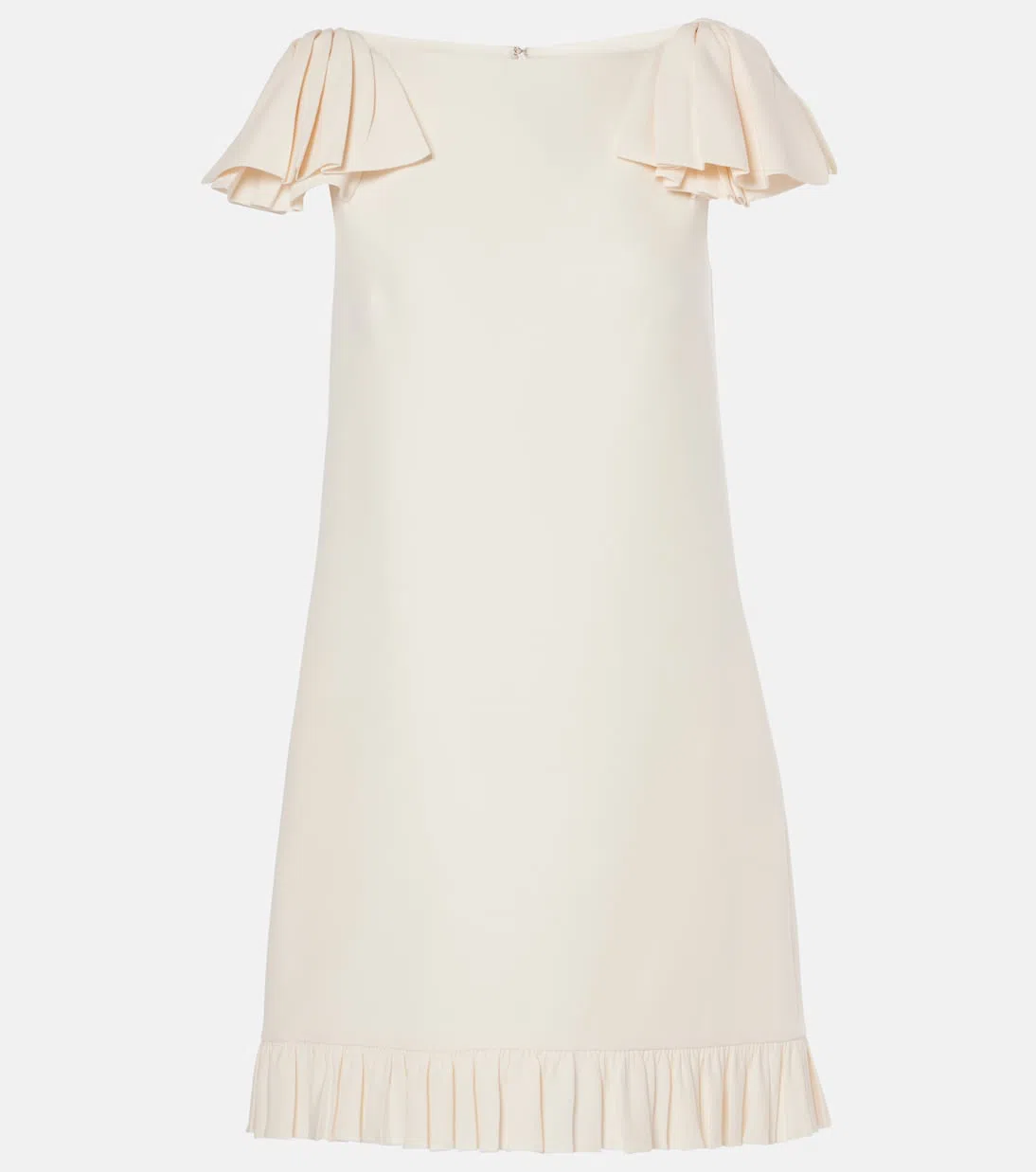 VALENTINO Boat Neckline Silk And Wool Blend Dress In Nude