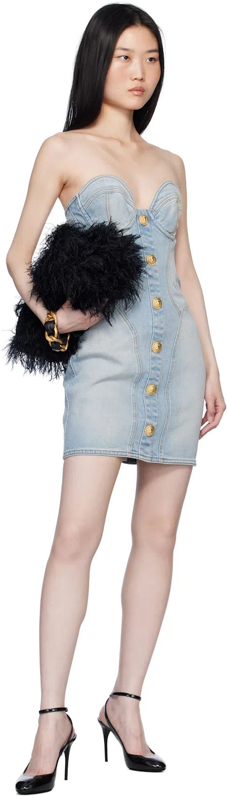 BALMAIN Gold & Black 1945 Soft Chain & Leather Bracelet In Ead Noir/or