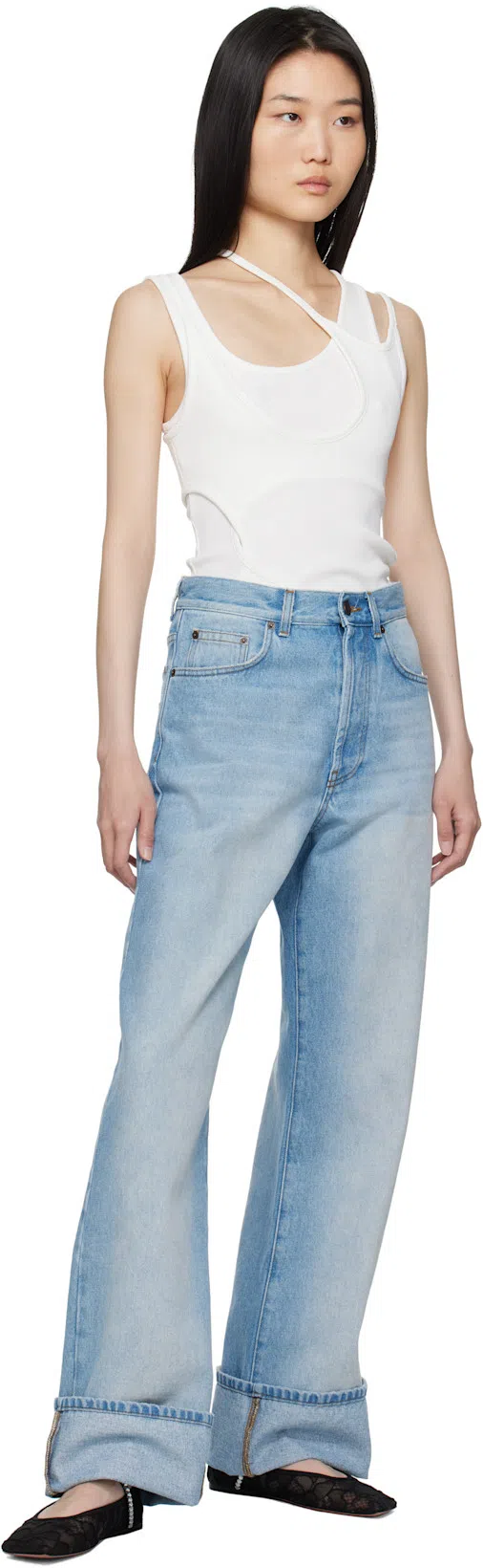 AMINA MUADDI Ana Embellished Lace Ballet Flats In Black