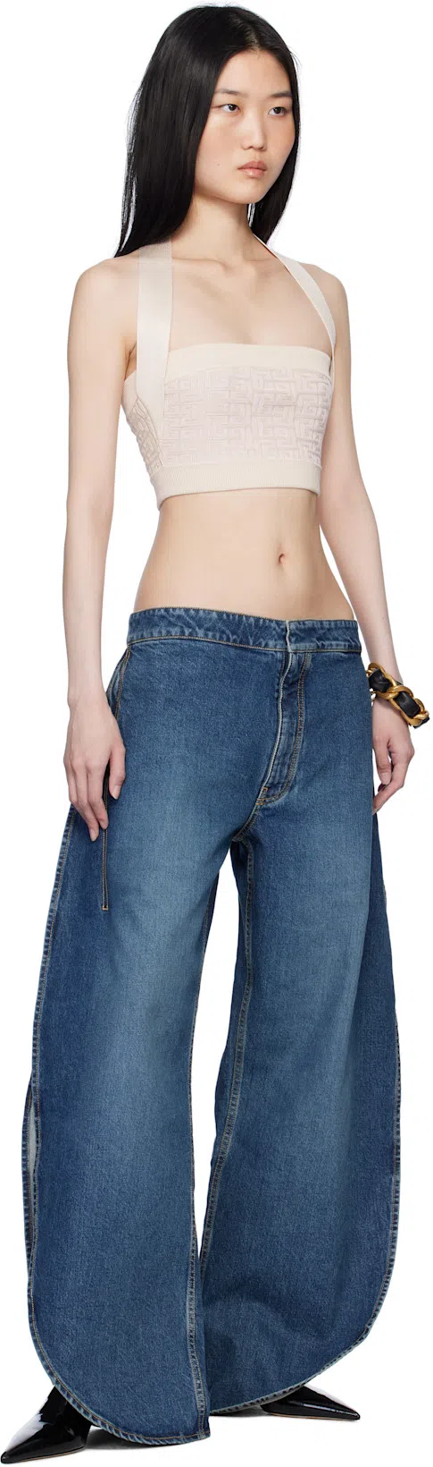 BALMAIN Beige Pb Labyrinth Monogram Tank Top In Gus Nude/nude Brilla