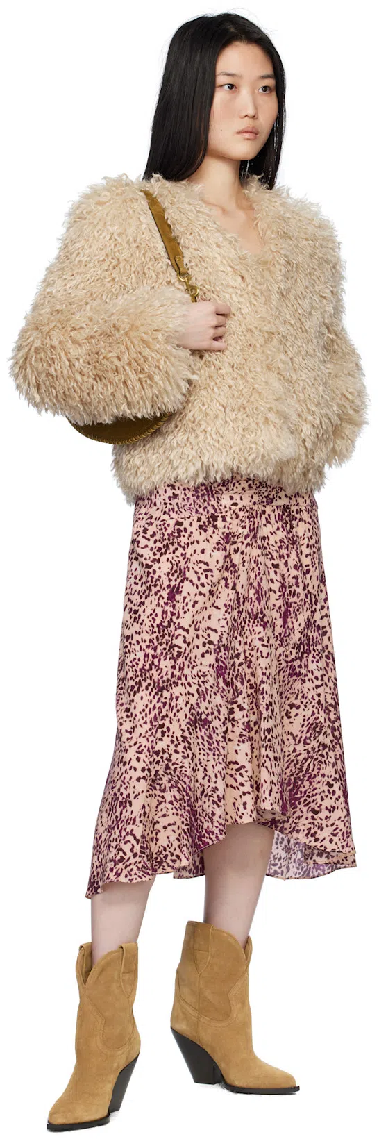 ISABEL MARANT Fuchsia Printed Sakura Nude Skirt In Purple-ecru