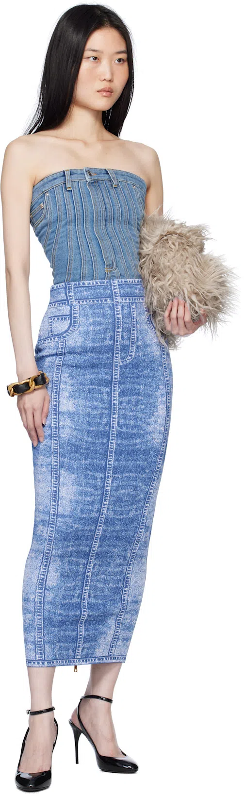 MUGLER Crop Top In Black