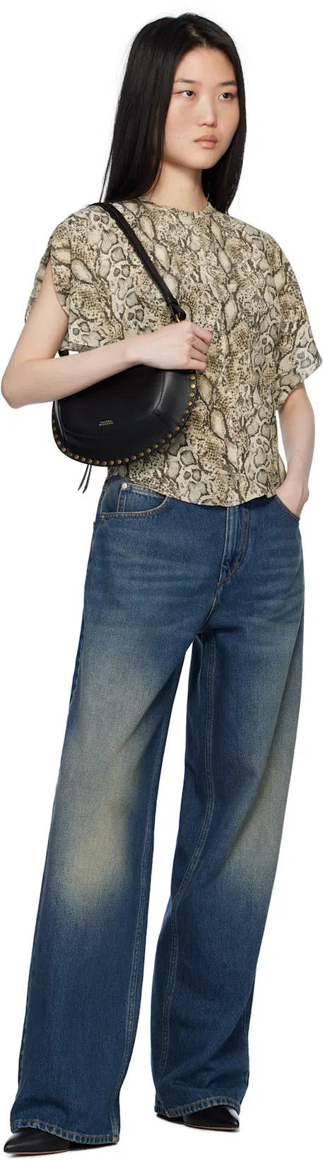 ISABEL MARANT 'animal Print Lightweight Top With Short Sleeves' In Multicolor