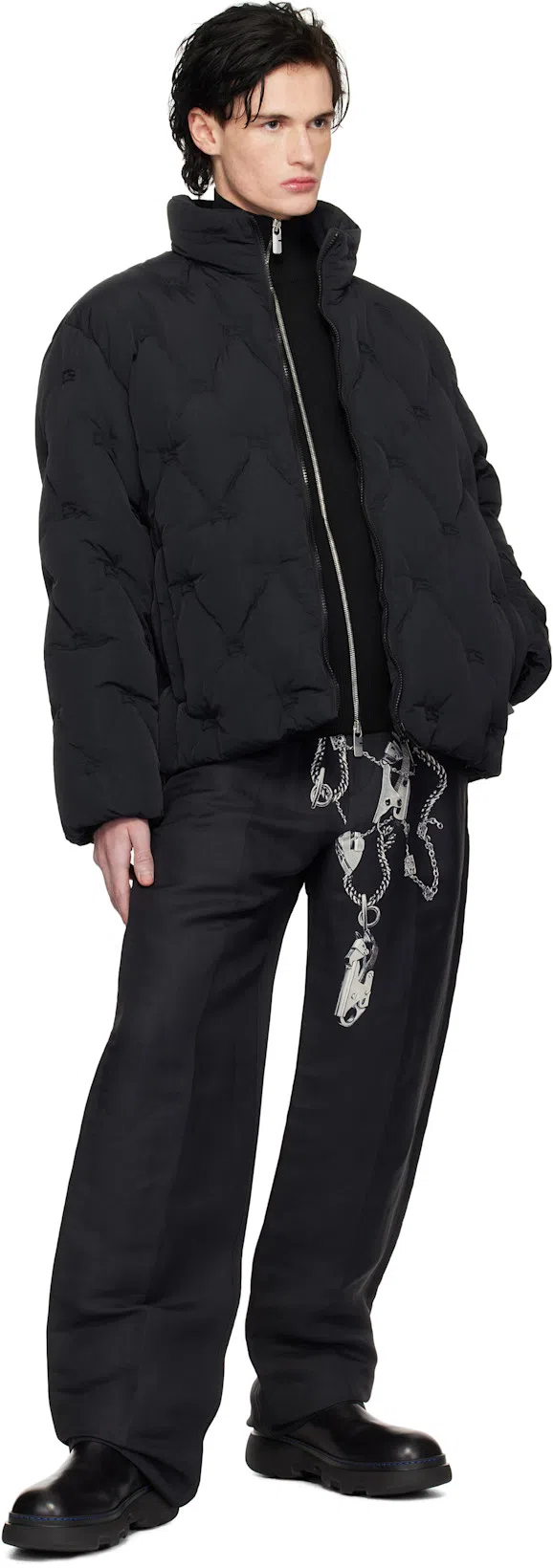 BURBERRY Men Black T-shirt T-shirt With Logo Patch With Tartan Motif In Cotton Man