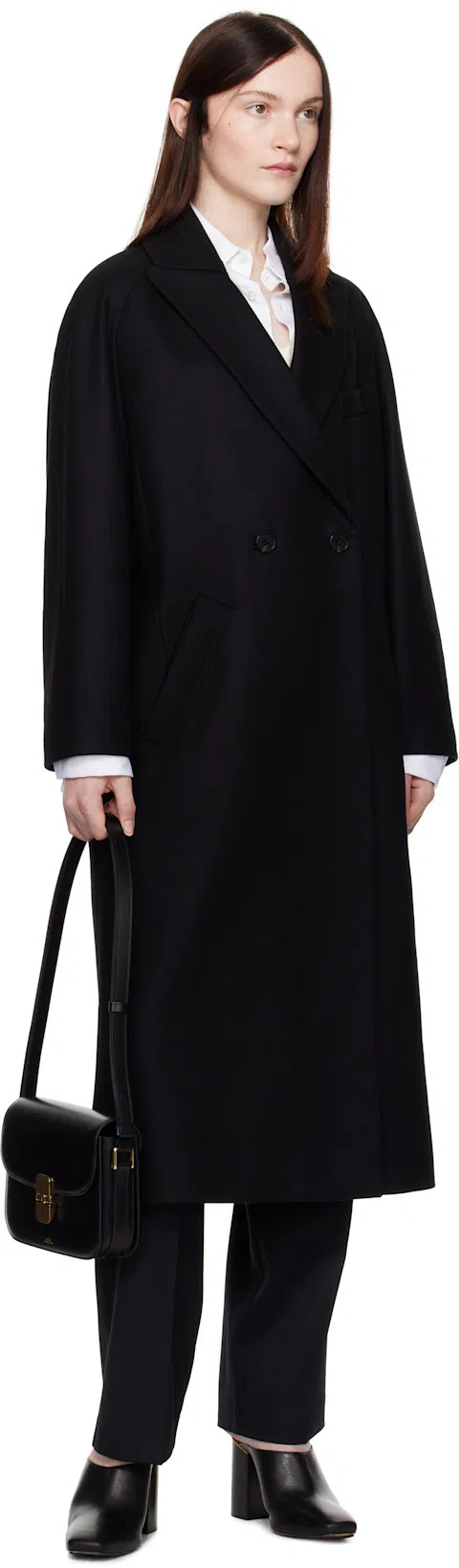 A.P.C. Compact Black Calf Leather Shoulder Bag With Adjustable Strap