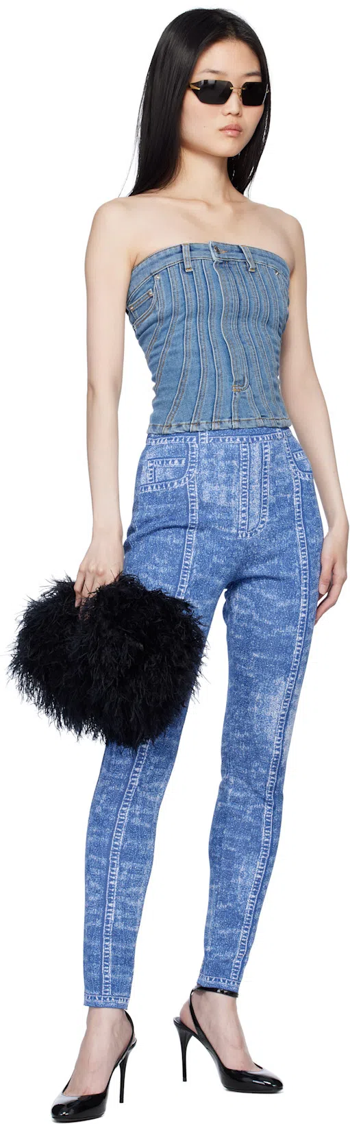 MUGLER Crop Top In Black