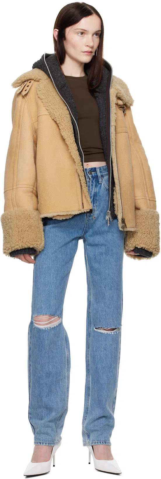 WARDROBE.NYC Brown Opaque Long Sleeve T-shirt In Dark Brown