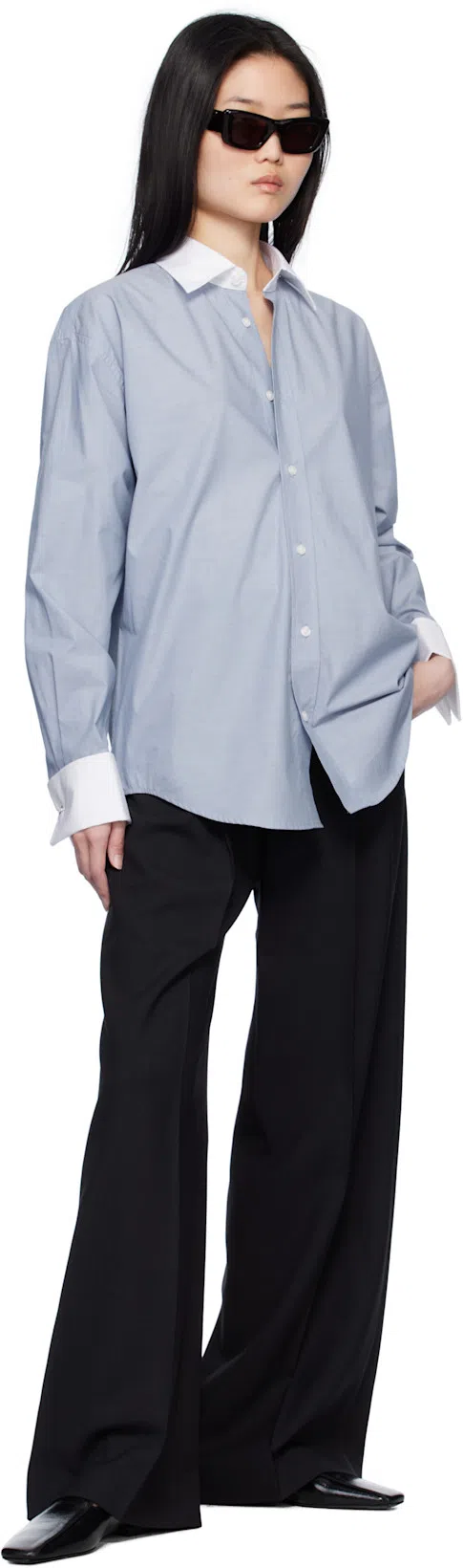 FILIPPA K Cotton Tuxedo Shirt In Blue