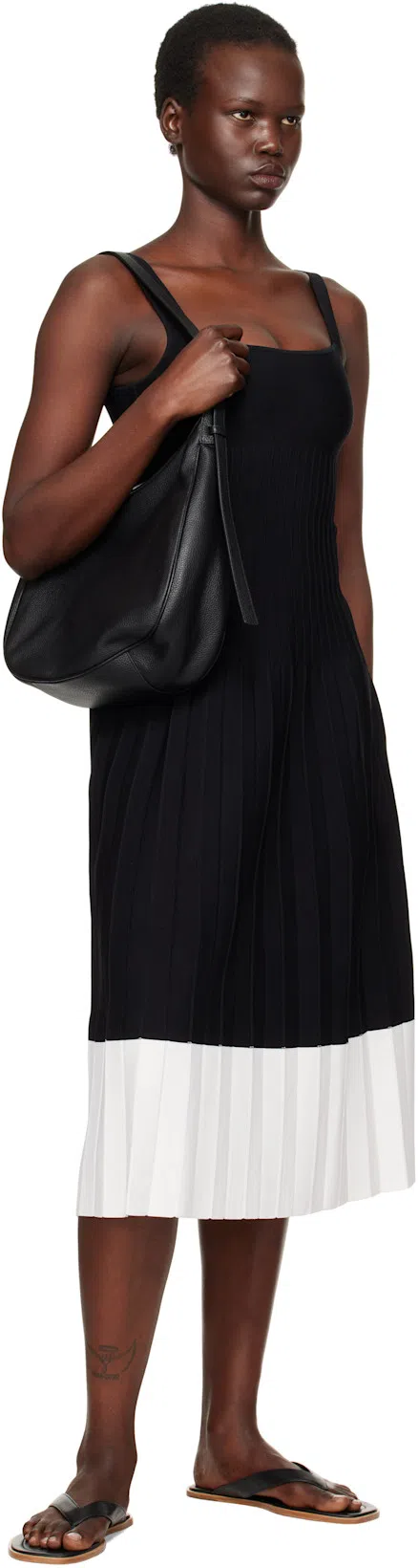 STAUD Ellison Womens Colorblock Knit Sheath Dress In Black