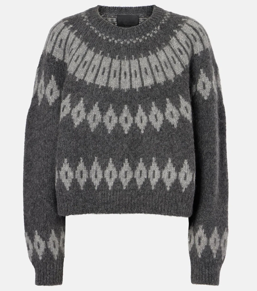 NILI LOTAN Genevive Intarsia Alpaca Sweater In Grey Fair Isle