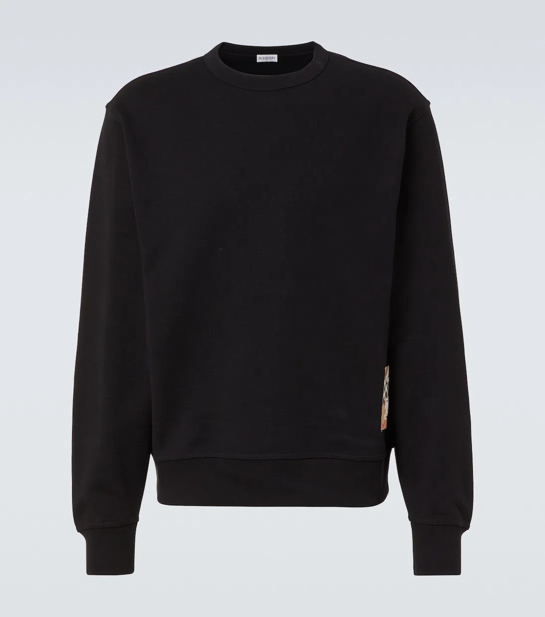 BURBERRY Check-patch Crewneck Sweatshirt In Black