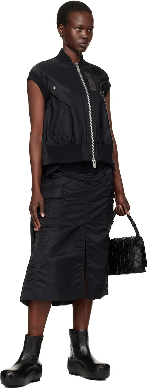 SACAI Nylon Twill Vest In Blue