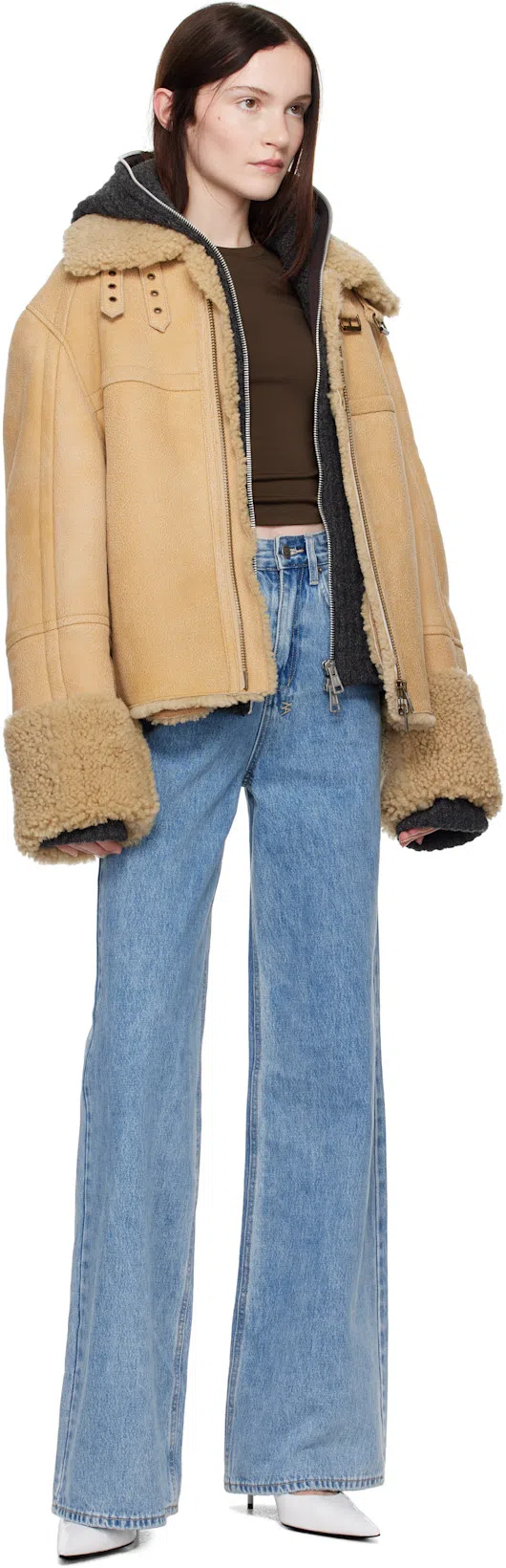 WARDROBE.NYC Brown Opaque Long Sleeve T-shirt In Dark Brown