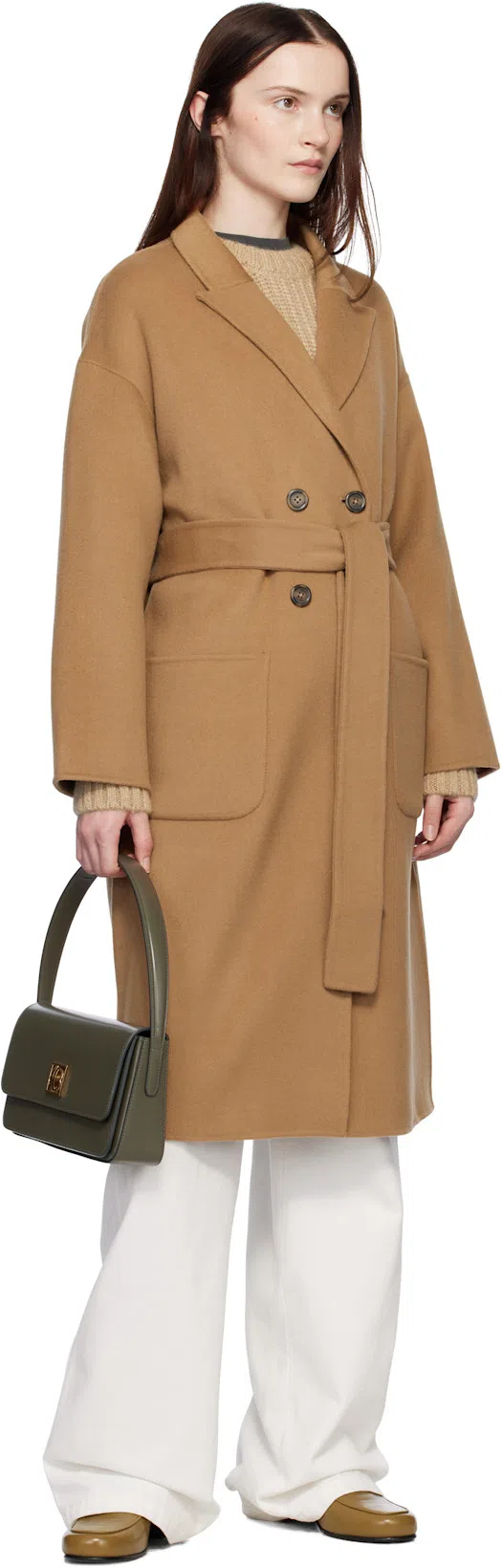 ANINE BING Womens Brown Dylan Double-breasted Relaxed-fit Wool And Cashmere Coat