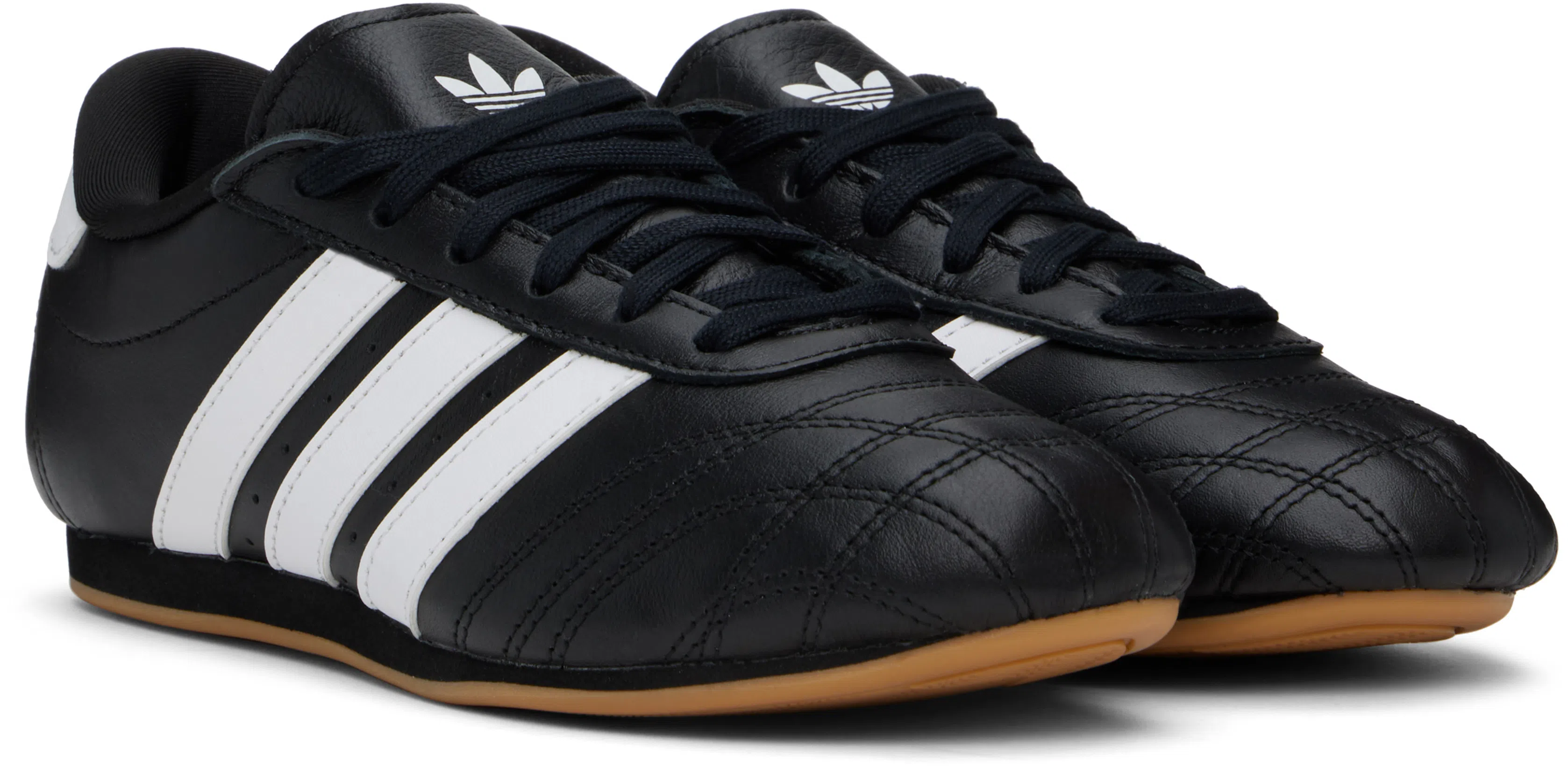 ADIDAS ORIGINALS Taekwondo Striped Leather Sneakers In Black