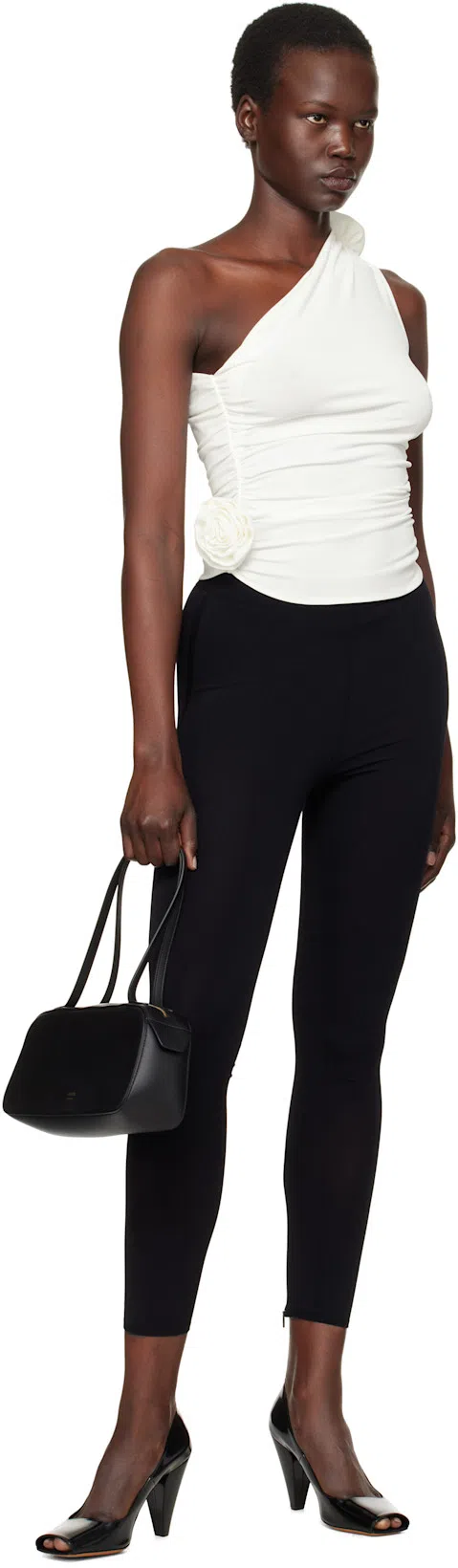 MAGDA BUTRYM One-shoulder Top With 3d Floral Applications In Neutral