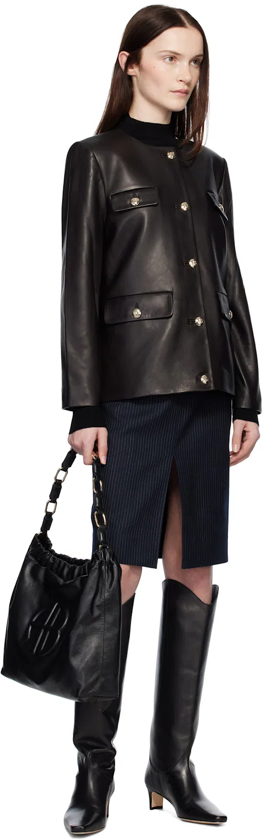 ANINE BING Small Kate Leather Shoulder Bag In Black