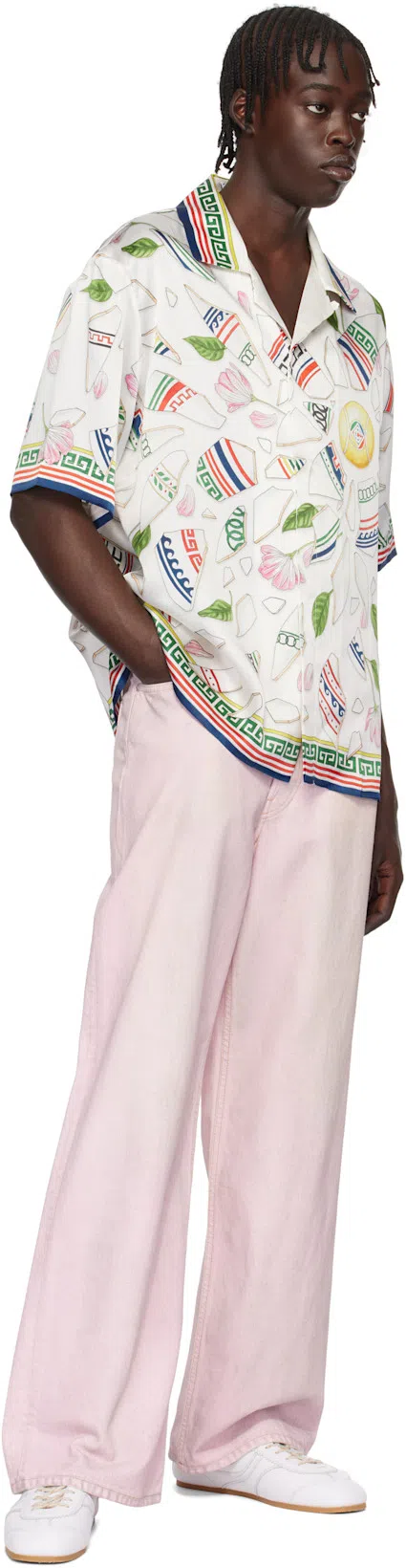 ACNE STUDIOS 1981m Wide-leg Distressed Jeans In Pale Pink