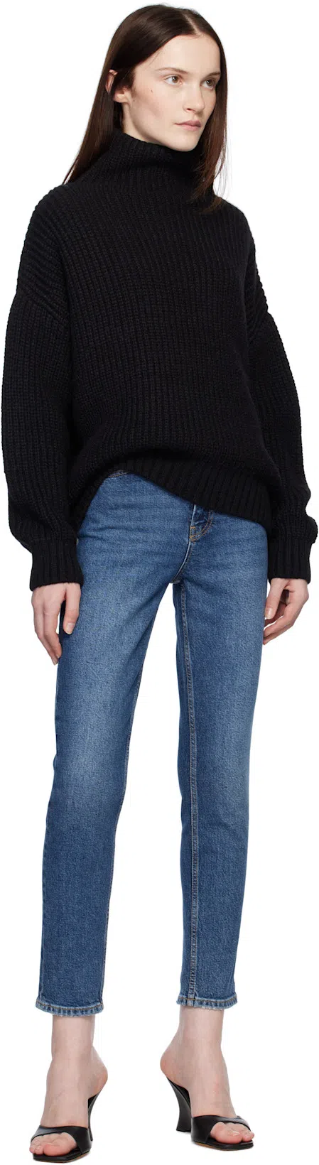 ANINE BING Sydney Alpaca Blend Turtleneck Sweater In Black