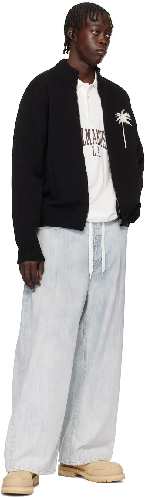 BALENCIAGA Blue Bleached Ring Baggy Jeans