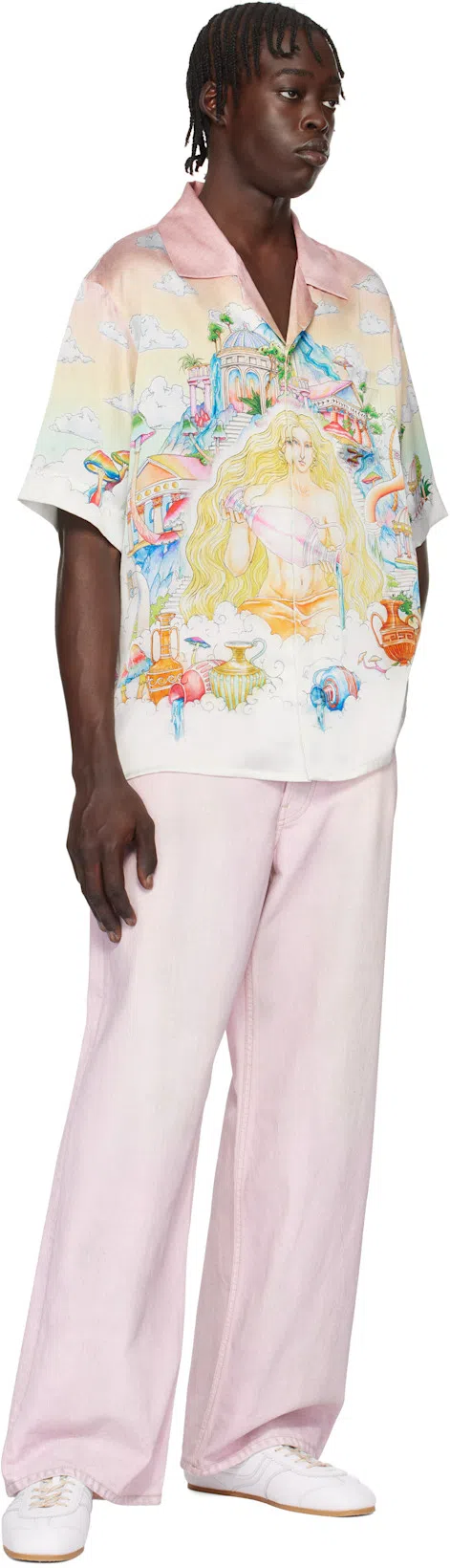 ACNE STUDIOS 1981m Wide-leg Distressed Jeans In Pale Pink