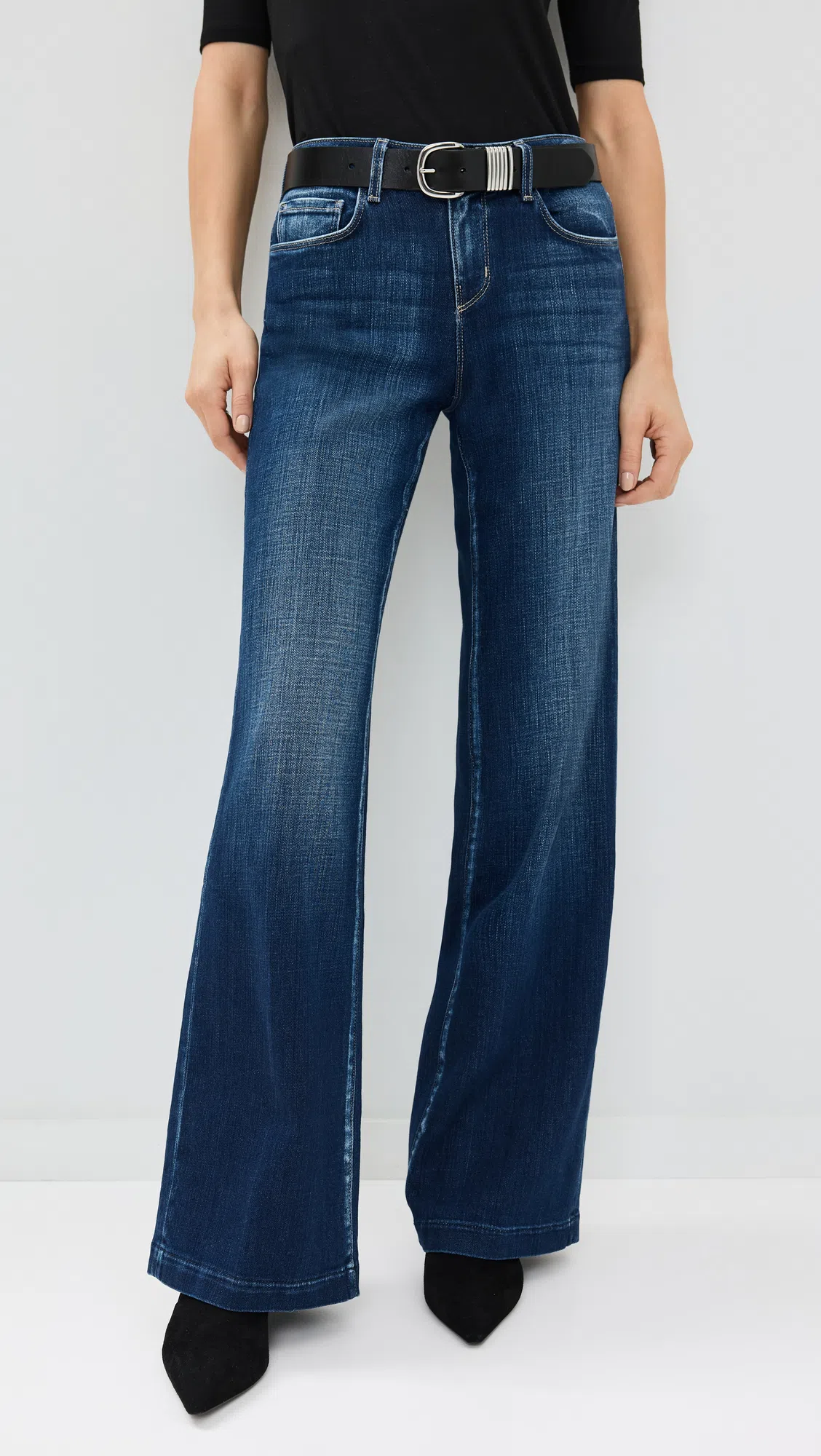 L'AGENCE Scottie High Rise Wide Leg Jeans Marvista In Blue