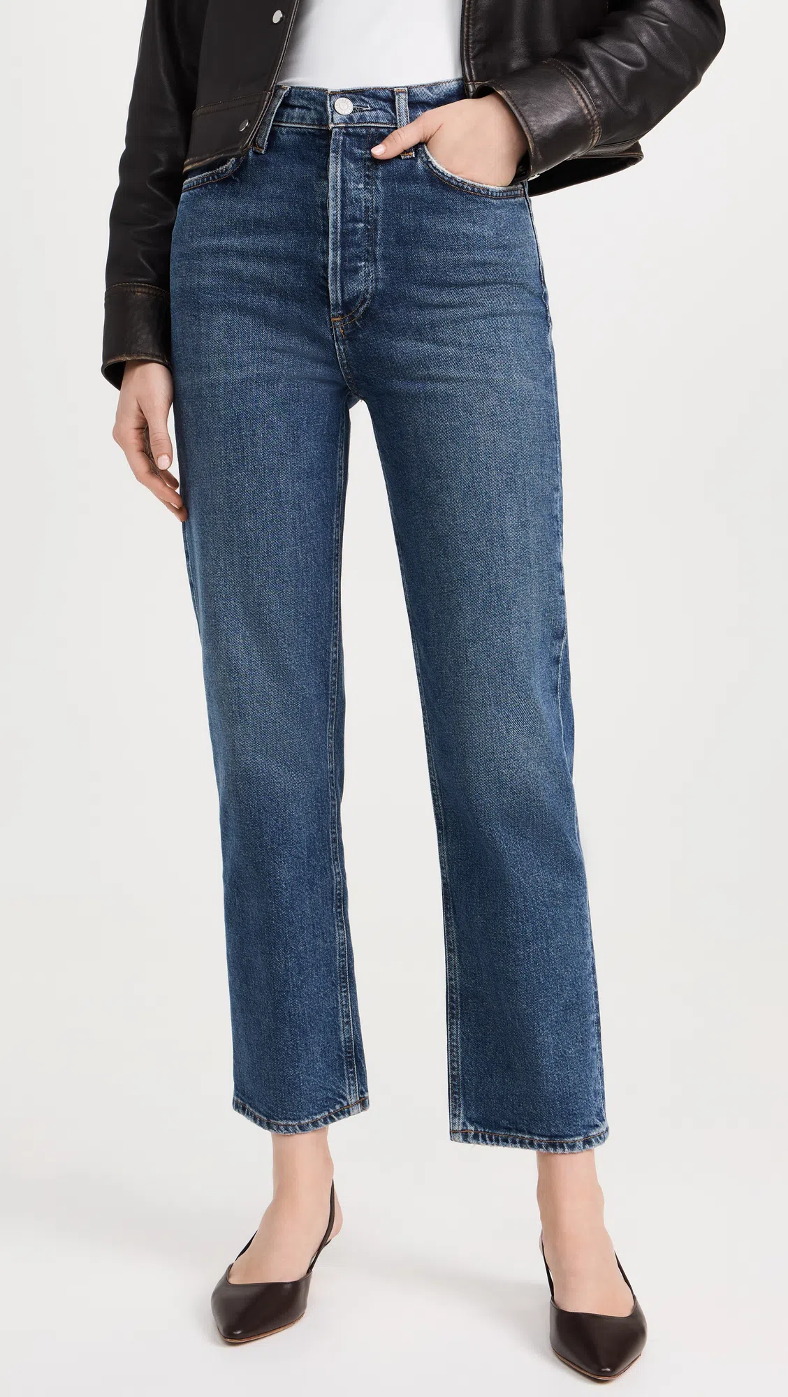 AGOLDE Toni Slim Straight-leg Jeansa In Blue