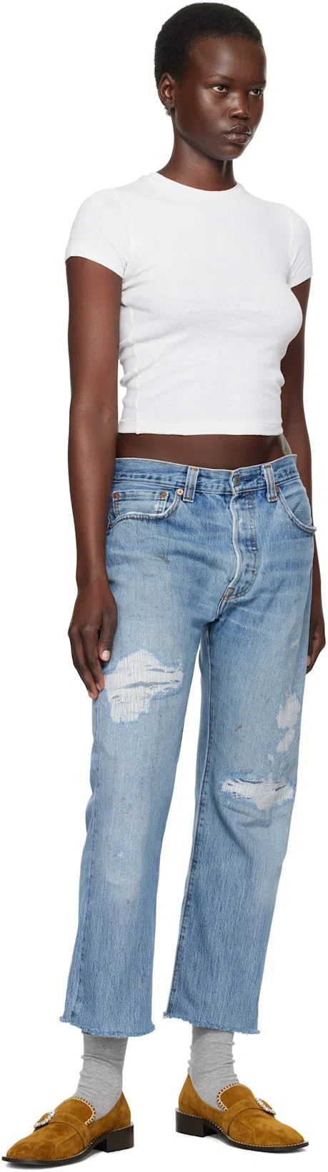 RE/DONE Off-white Hanes Edition 90s Baby T-shirt In Vintage White