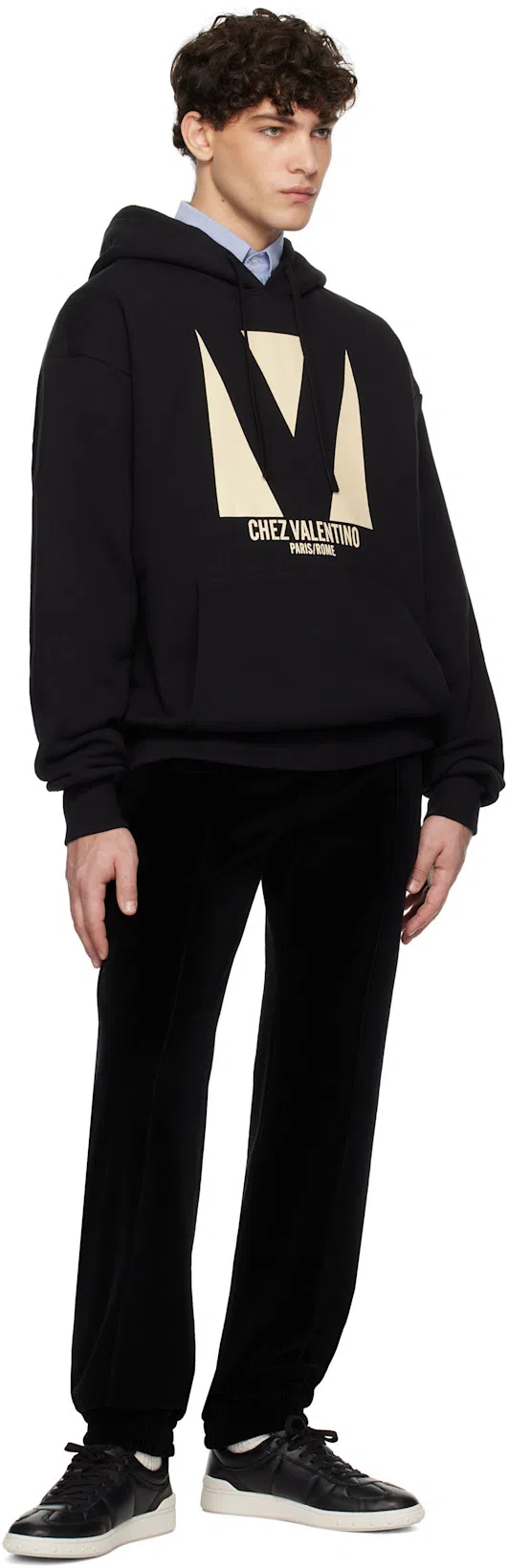 VALENTINO Logo-patch Chenille Track Pants In Black