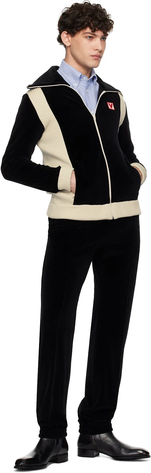 VALENTINO Logo-patch Chenille Track Pants In Black