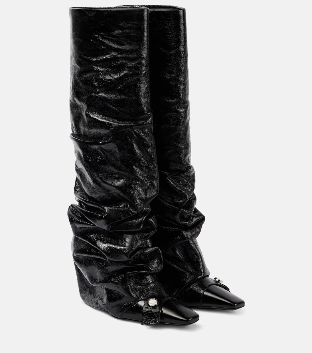ATTICO Juno 95 Leather Knee-high Boots In Black