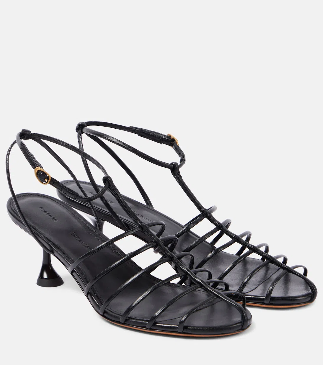 PROENZA SCHOULER Tee Cage Leather Sandals In Black