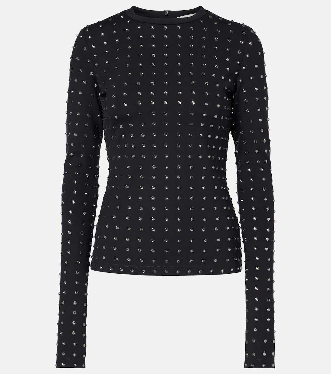 SPORTMAX Black Stretch Sweater With Rhinestones