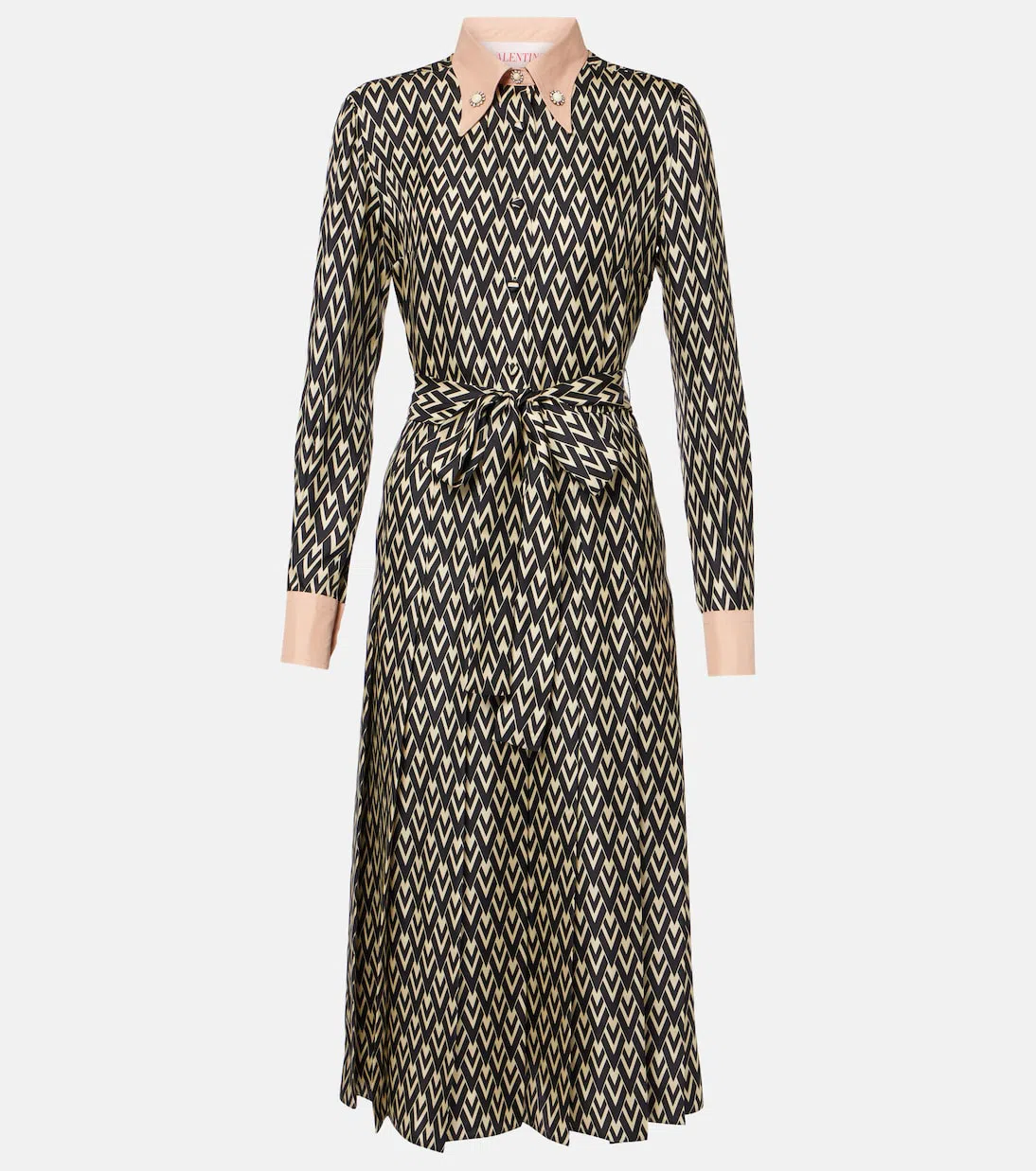 VALENTINO Este\n\nmidi Twill Dress With All The In Brown