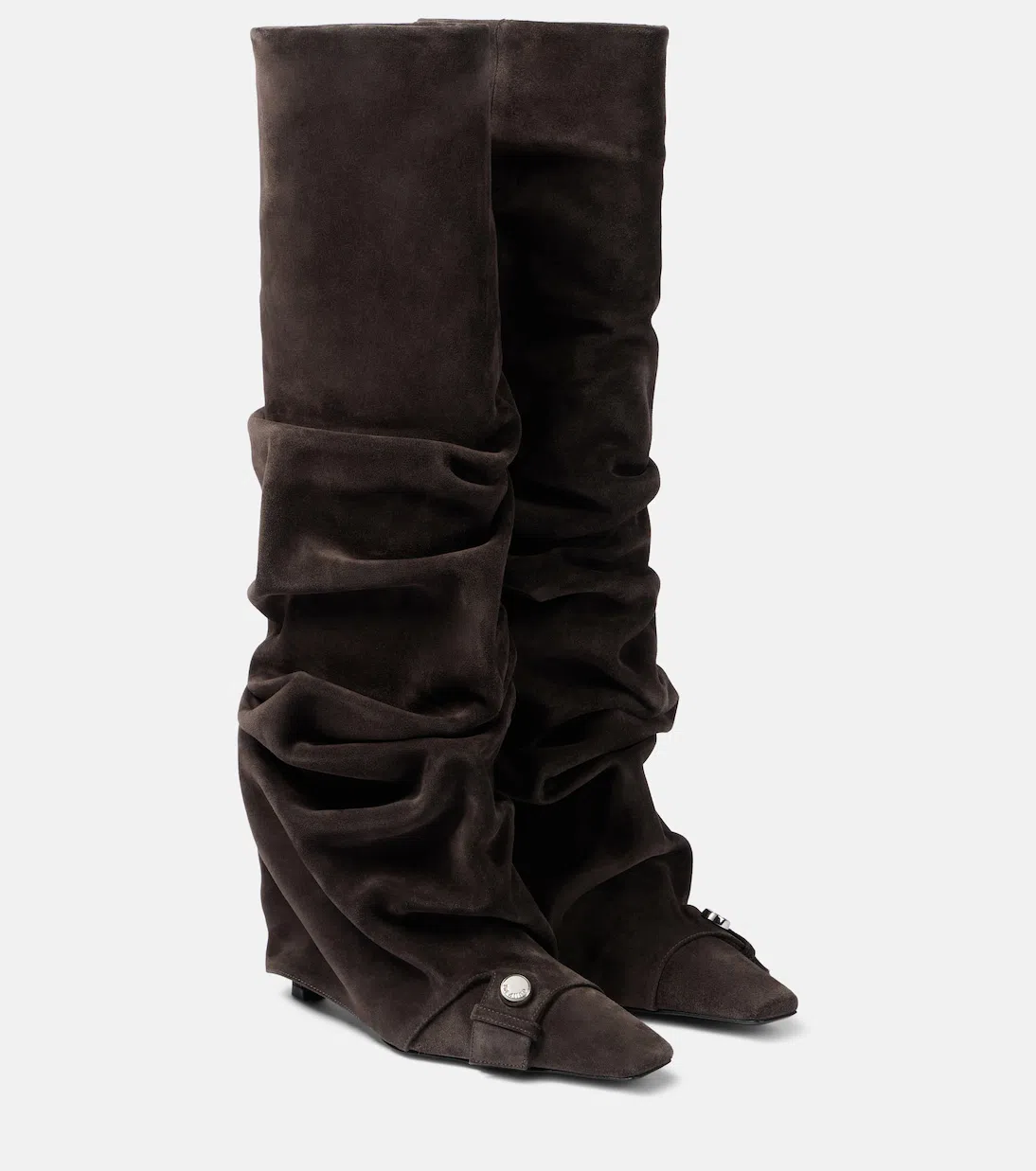 ATTICO Juno 95 Suede Knee-high Boots In Brown